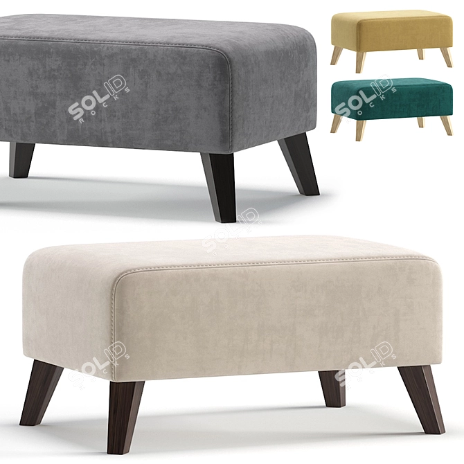 Elegant Newbury Pouffe, 4 Colors 3D model image 1