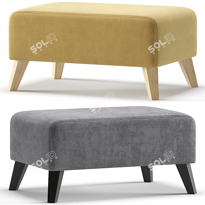 Elegant Newbury Pouffe, 4 Colors 3D model image 3