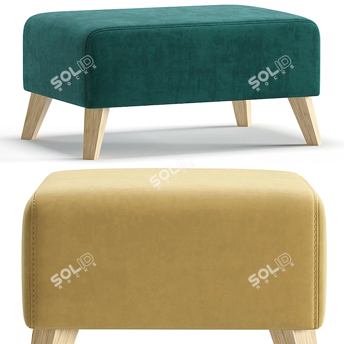 Elegant Newbury Pouffe, 4 Colors 3D model image 5