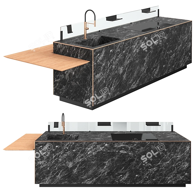 Italian Kitchen Island Valcucine Design 3D model image 3