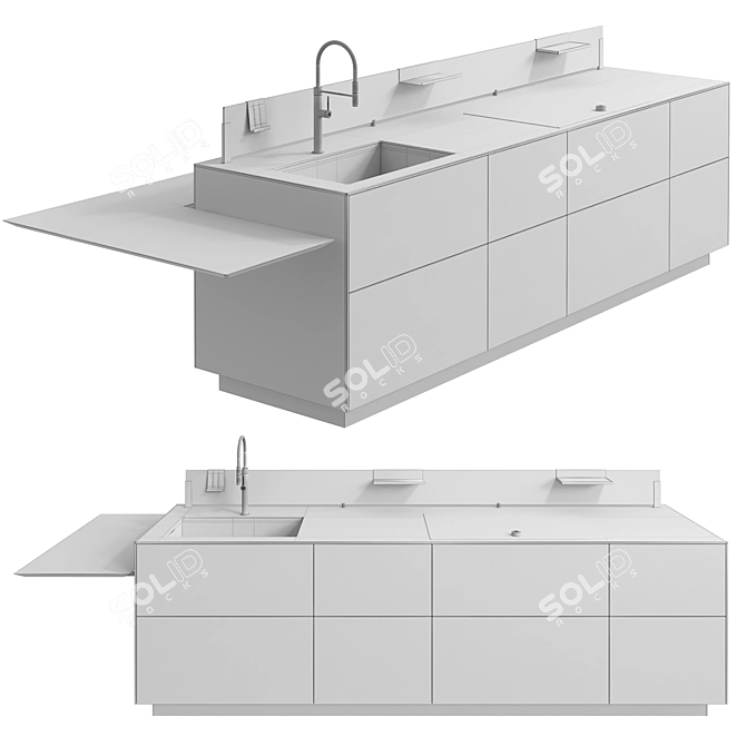 Italian Kitchen Island Valcucine Design 3D model image 6