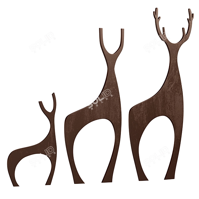 Graceful Deer Garden Sculptures 3D model image 1