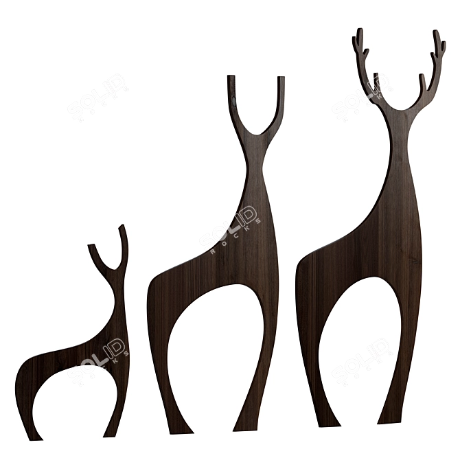 Graceful Deer Garden Sculptures 3D model image 2