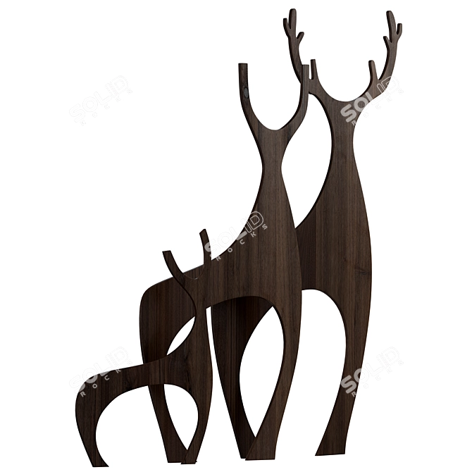 Graceful Deer Garden Sculptures 3D model image 3