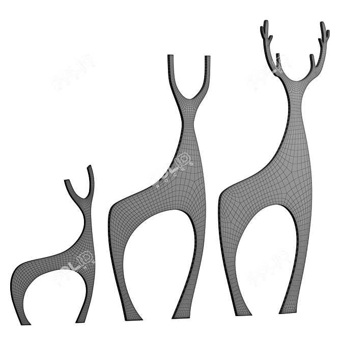 Graceful Deer Garden Sculptures 3D model image 5