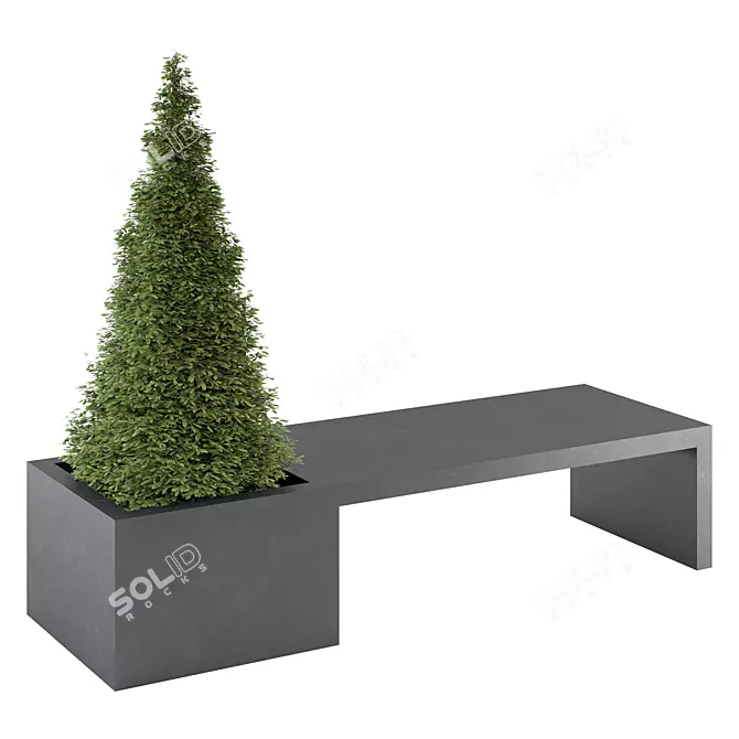 Elegant Zinc Garden Bench 3D model image 1