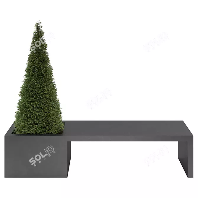 Elegant Zinc Garden Bench 3D model image 2