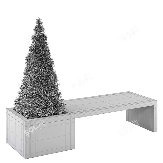 Elegant Zinc Garden Bench 3D model image 3