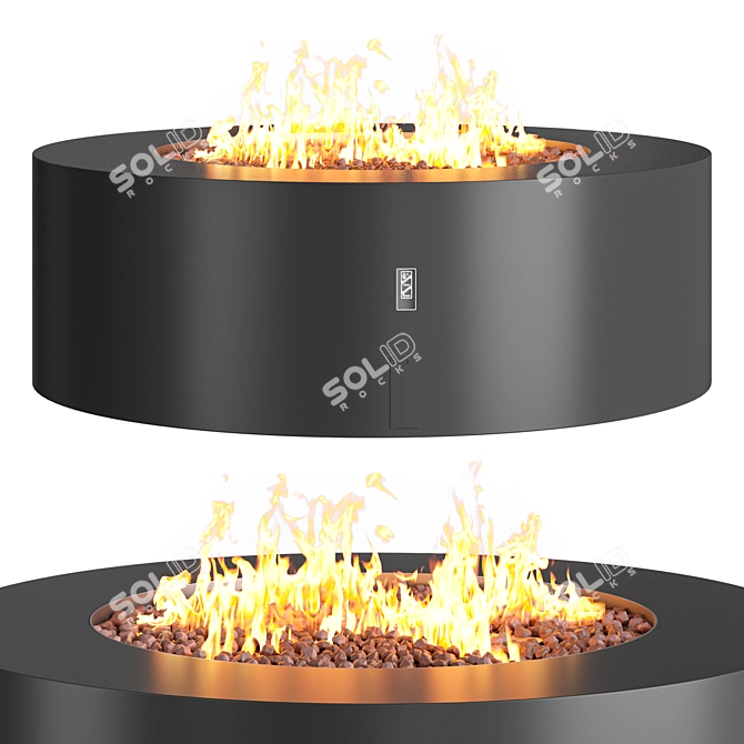 Galio Star Black Outdoor Fireplace 3D model image 1