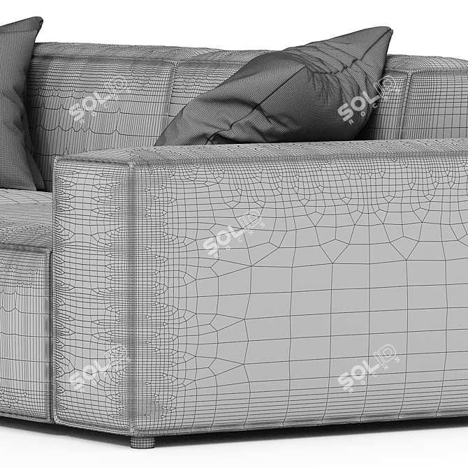 Elegant Black Velvet Sofa 3D model image 2