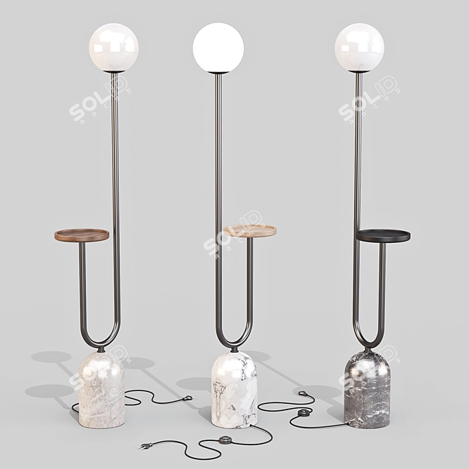 Marble Base LED Floor Lamp 3D model image 1