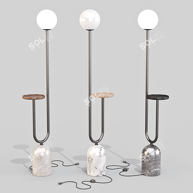 Marble Base LED Floor Lamp 3D model image 2