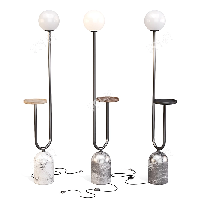 Marble Base LED Floor Lamp 3D model image 8