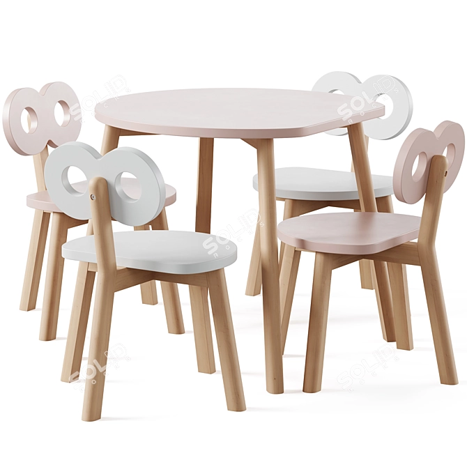 OHH NOO Kids Wooden Furniture 3D model image 1