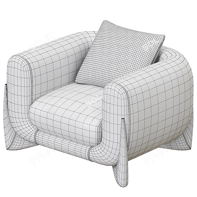 Modern Comfortable Softbay Armchair 3D model image 3