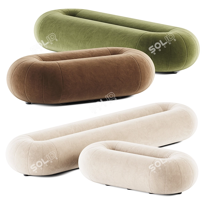 Elegant Oval Loop Pouf: Sancal 3D model image 1