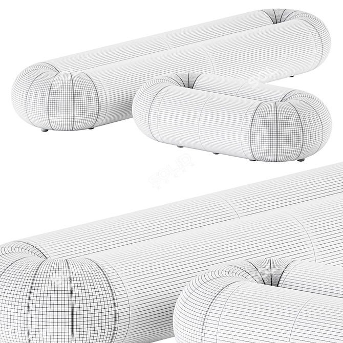 Elegant Oval Loop Pouf: Sancal 3D model image 2