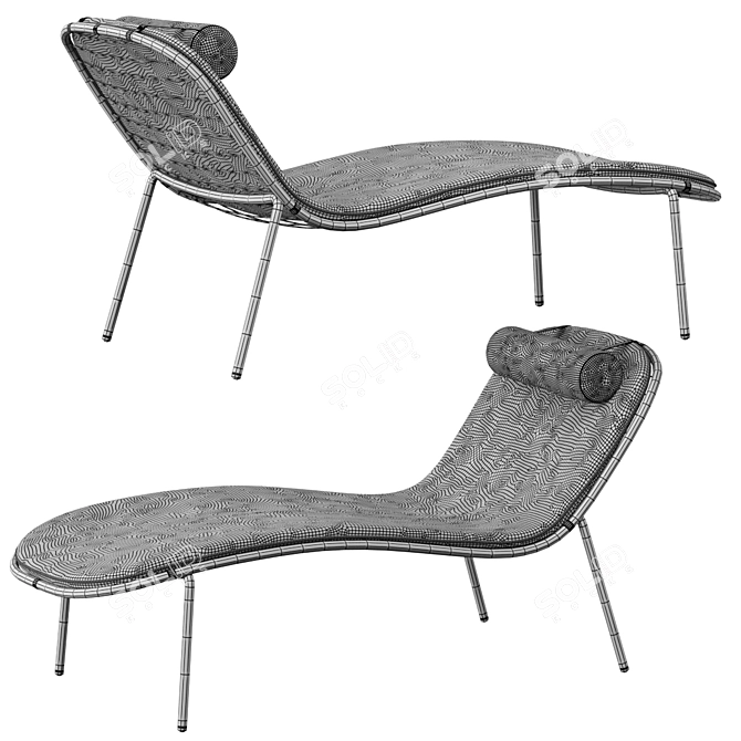 Outdoor Sun Lounger with Cushion 3D model image 4