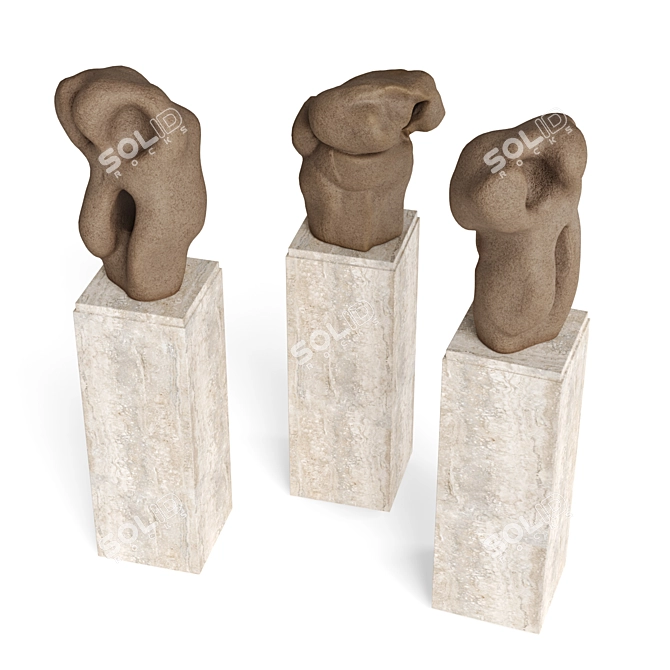 Abstract Ceramic Sculpture Pedestal Stand 3D model image 4