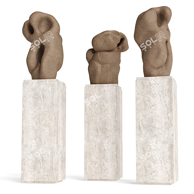 Abstract Ceramic Sculpture Pedestal Stand 3D model image 5