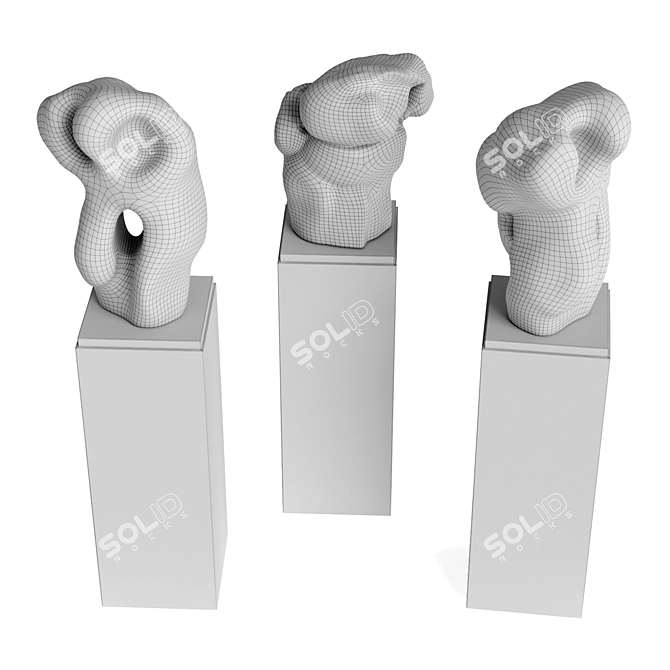 Abstract Ceramic Sculpture Pedestal Stand 3D model image 2