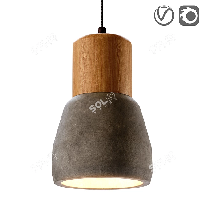  Modern Concrete pendant light with Wood Accents 3D model image 1