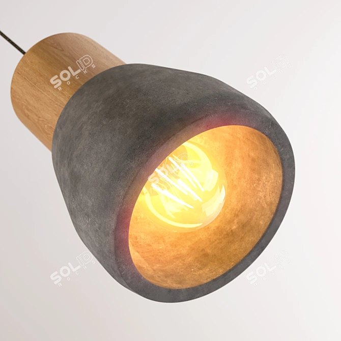  Modern Concrete pendant light with Wood Accents 3D model image 3