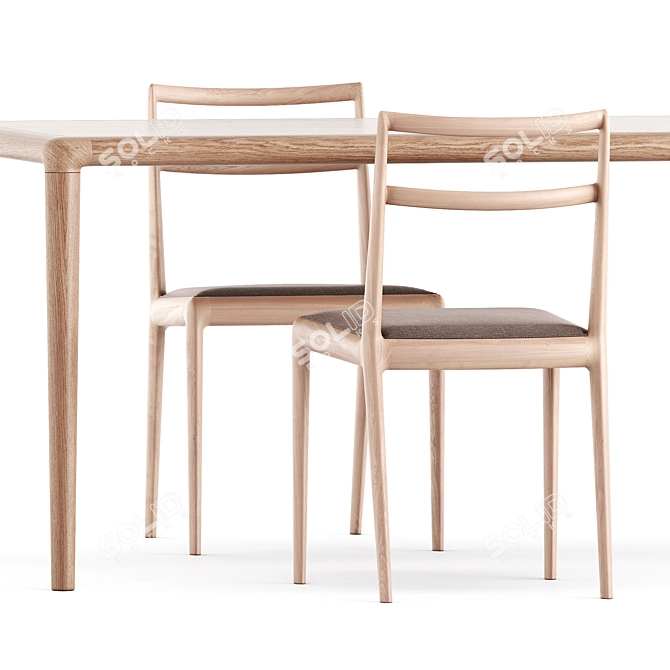 Minimalist Straight Back Chair & Lyon Table 3D model image 3