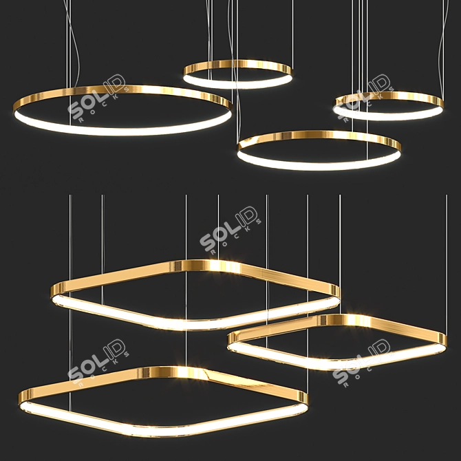 Minimalist LED Pendant Lamps 3D model image 1