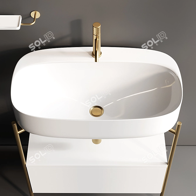 Modern Metal Vanity Set Moon 3D model image 3