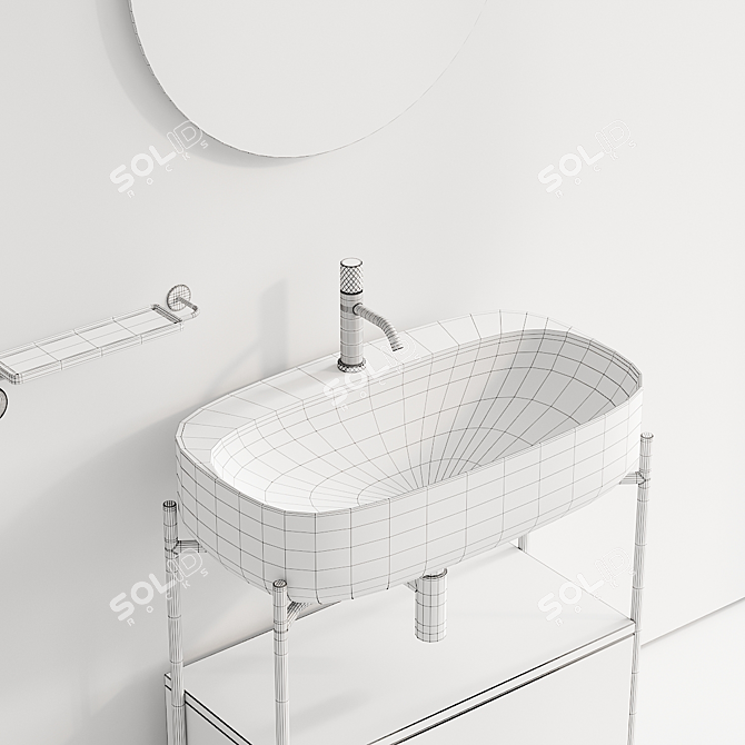 Modern Metal Vanity Set Moon 3D model image 5