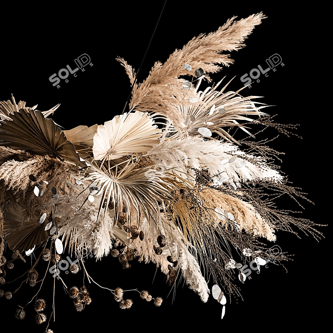 Boho Chic Hanging Dried Flower Bouquet 3D model image 2