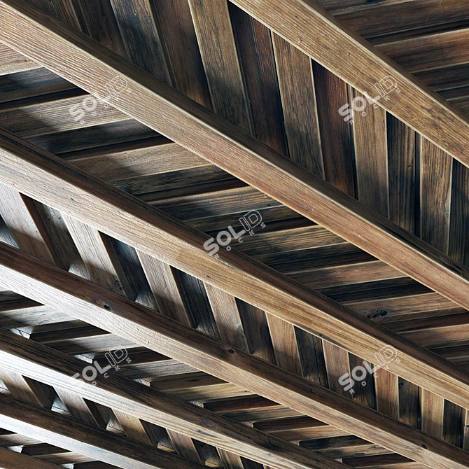 Rustic Wood Beam Decor 3D model image 1