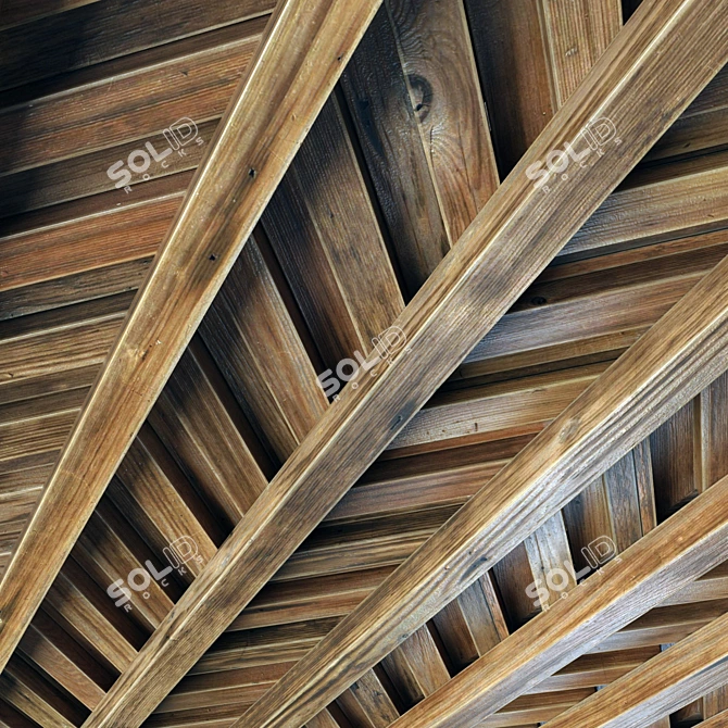 Rustic Wood Beam Decor 3D model image 2