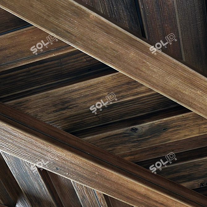 Rustic Wood Beam Decor 3D model image 4