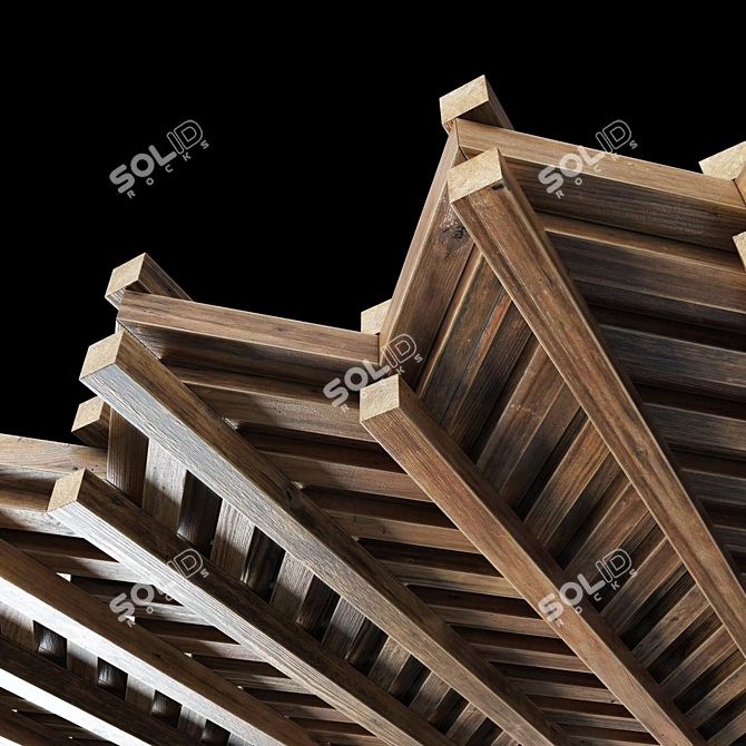 Rustic Wood Beam Decor 3D model image 5