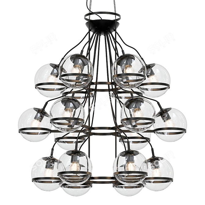 Elegant French Brass Chandelier 3D model image 1