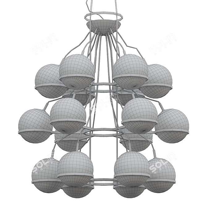 Elegant French Brass Chandelier 3D model image 2