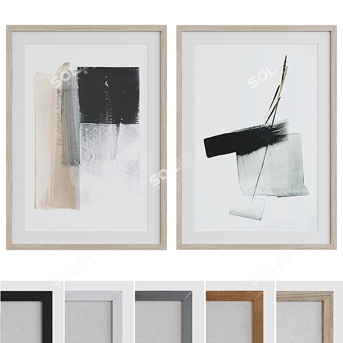 Modern Abstract Picture Frame Set 3D model image 1