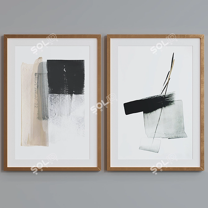 Modern Abstract Picture Frame Set 3D model image 2