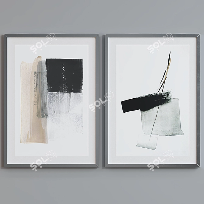 Modern Abstract Picture Frame Set 3D model image 3