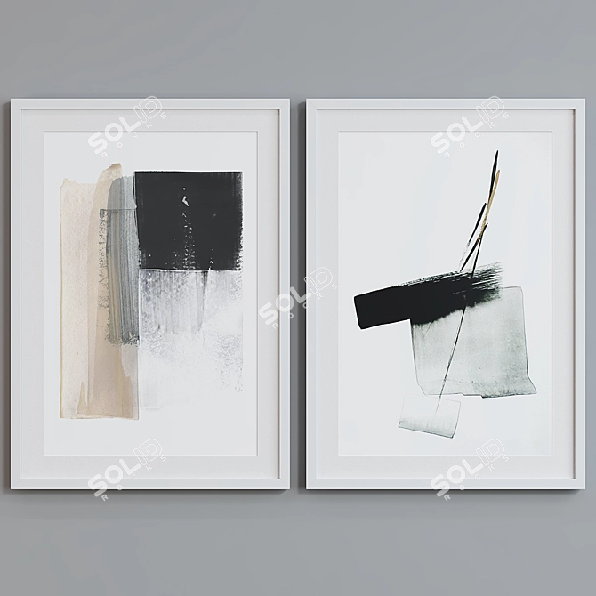 Modern Abstract Picture Frame Set 3D model image 4