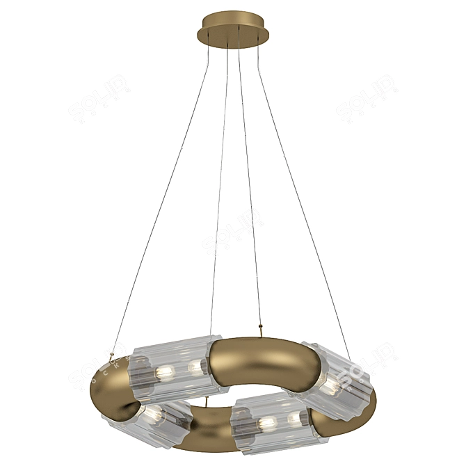 Sleek Brass & Glass Pendant 3D model image 1