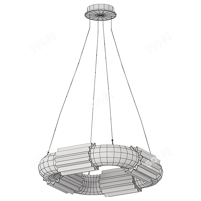 Sleek Brass & Glass Pendant 3D model image 2