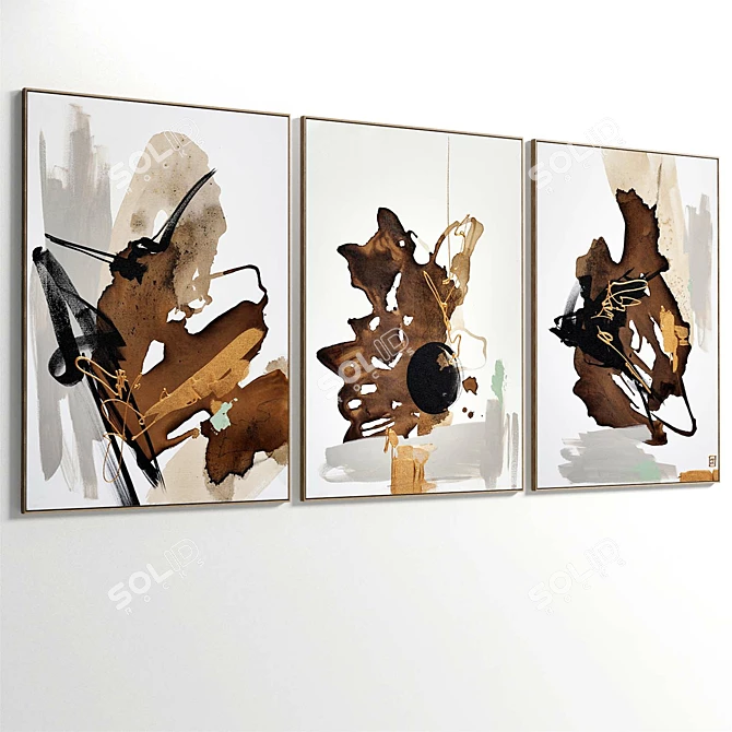 Abstract Painting Set 3-Piece Collection 3D model image 2