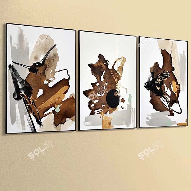 Abstract Painting Set 3-Piece Collection 3D model image 4