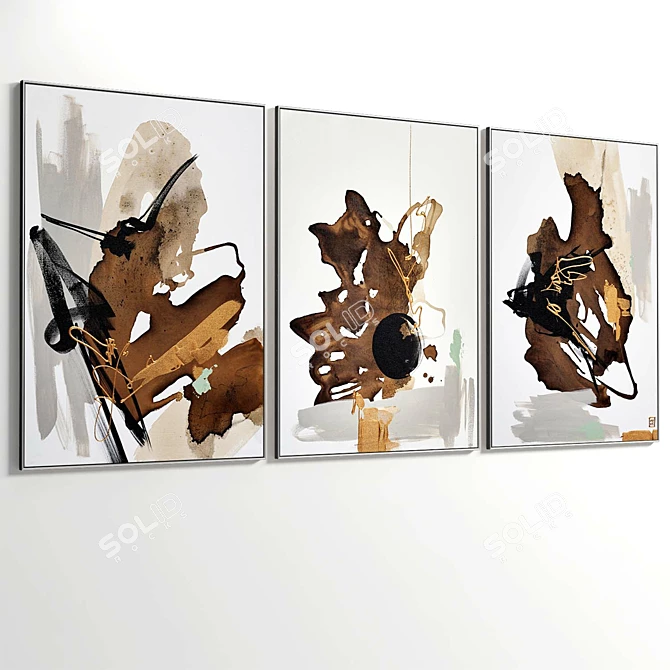 Abstract Painting Set 3-Piece Collection 3D model image 5