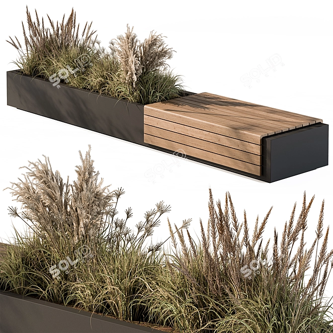 Cityscape Bench and Garden Set 3D model image 1