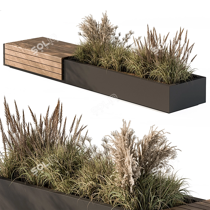 Cityscape Bench and Garden Set 3D model image 2