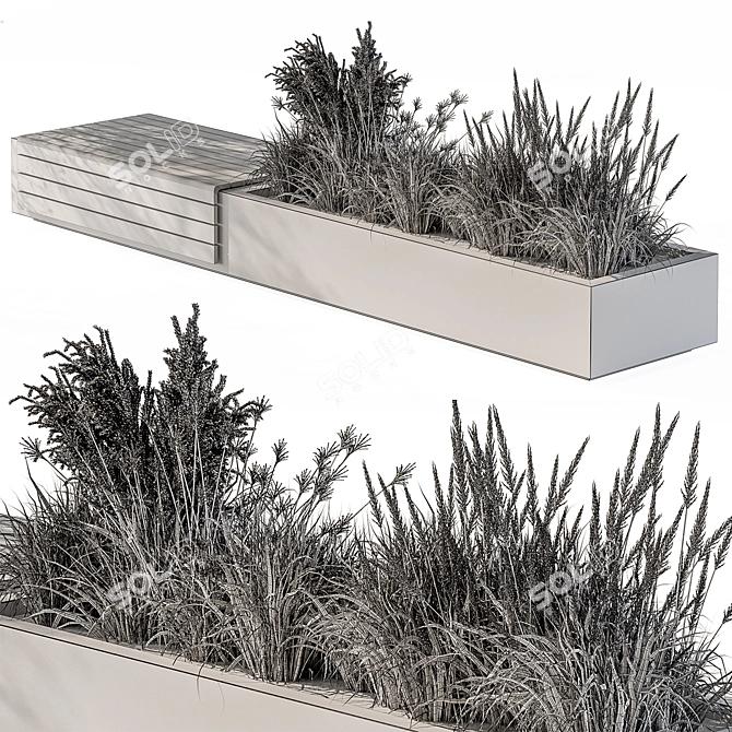 Cityscape Bench and Garden Set 3D model image 5